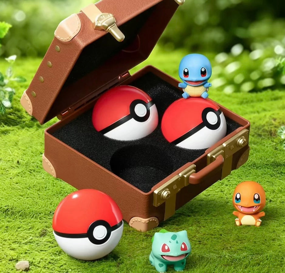 Funism Pokemon First Partners display case with Pokeballs and starter figures